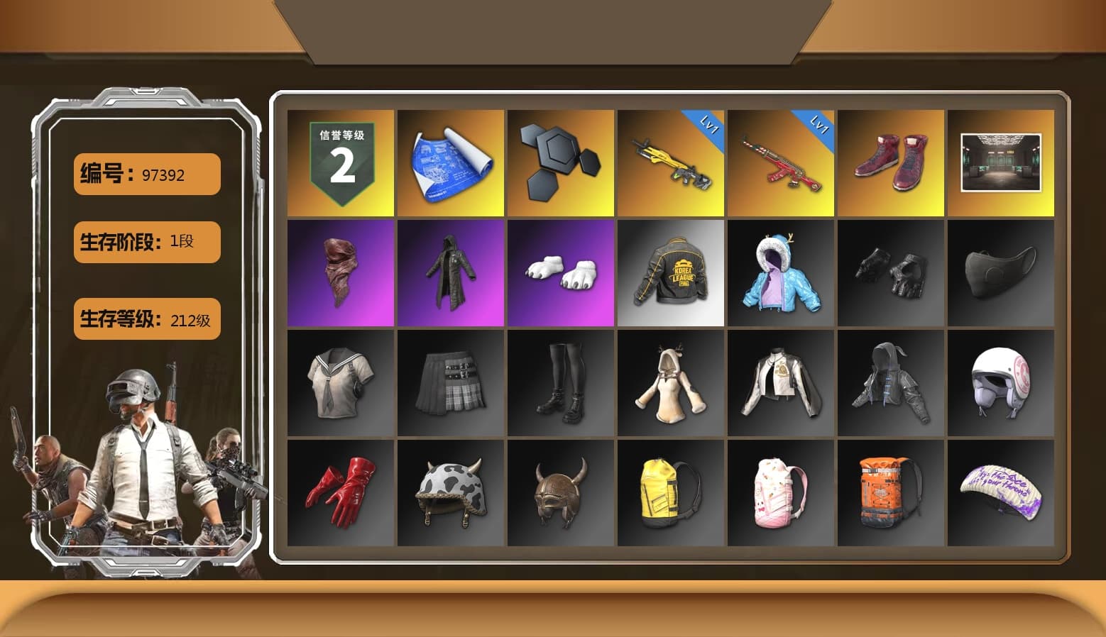 Hi-top Trainers (Red), PLAYERUNKNOWN's Bandana, Heavy Fur Coat (Black), Polar Bear Feet, PKL 2019 Phase 2 Jacket, Full Autumn — M416 - 1