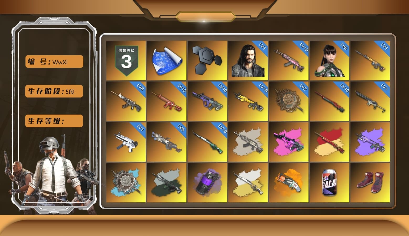 Time Keeper - M416 (Gray Green), Time Keeper - M416, Purple Smoke Grenade, Orange Fog of Fury — M79, Hi-top Trainers (Red), Duncan's Infiltrator Handwraps, Harley Quinn's Hair, The Joker's Hair, «Countach LPI 800-4» Sports Car, «V12 Vantage Roadster (Luxe)» Sports Car, «DBX707» SUV, «Panigale V4 S (Twilight Torque)» Motorcycle, PUBG x NewJeans Stage, Showroom, Jonathan Kamau, 9S's Hairstyle, Snow Glasses, PGC 2021 Contingent Chaos Mask, Demon Biker Horns, The Joker's Hair, PLAYERUNKNOWN's Bandana, Heavy Fur Coat (Black), Polar Bear Feet, Rash Beixli Xtra Tough Jacket, aespa Stage, Harley Quinn's Hair, Hairstyle PGI.S, Rash Beixli Xtra Tough Jacket, Desolate Warehouse, Ghosted — AKM, Ghosted — Kar98k, Harley Quinn's Makeup, PUBG X NEWJEANS DANIELLE SET, aespa NINGNING, XingHun's Tiger Strike Jacket, XingHun's Tiger Strike Pants, NPL 2019 Phase 2 Jacket, PKL 2019 Phase 2 Jacket, Sideshow Bear Feet, XiongDi Hoodie, StreamerOne, GPT 2025 Four Angry Men Jacket, Training Jacket (Green), Full Autumn — M416, aespa KARINA, aespa WINTER, aespa GISELLE, Bengal Blade - SCAR-L, Refined Aeolus — Vector, Pigff's DBS, Festive Gloves (Red), Blue Thunder Gloves, Diva Glasses (White), DOUYU T-shirt, «DBX707» SUV - 1