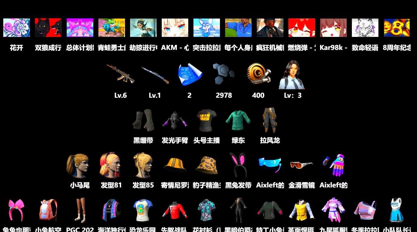 Duncan's Infiltrator Handwraps, Harley Quinn's Hair, Aixleft's Gaming Streamer Hoodie, LINE FRIENDS SALLY SET, Jijing's Shorts, StreamerOne, Full Autumn — M416, Grizz's Mask, Parachute - 1