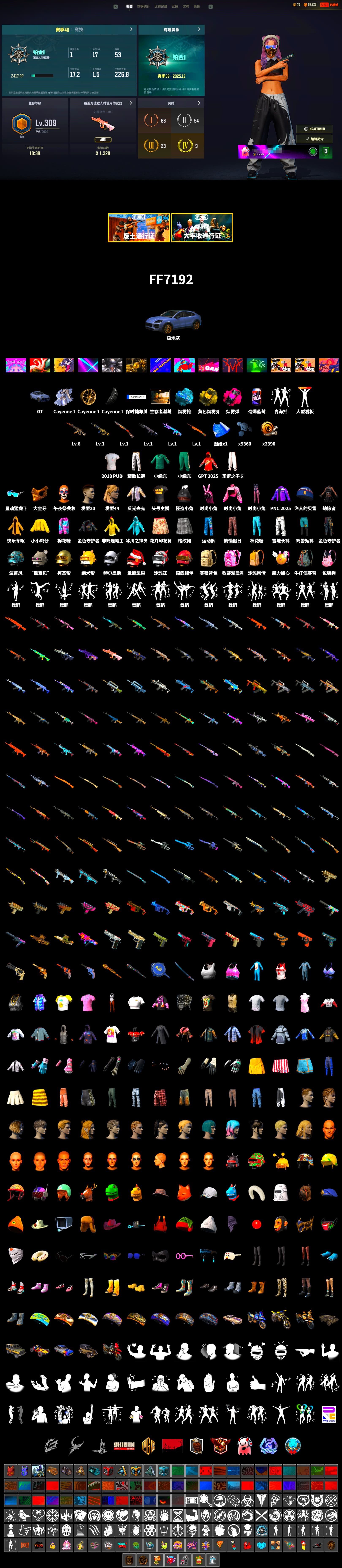Magenta Smoke Grenade, Blue Magical Mist — M79, «Cayenne Turbo GT» SUV, PGC 2021 Contingent Chaos Mask, Exquisite Pants, XingHun's Tiger Strike Snow Glasses, Jijing's Shorts, StreamerOne, Training Jacket (Green), MET Asia Series Bomber Jacket, 2018 PUBG ALL-STAR T-shirt (Korean) - 2