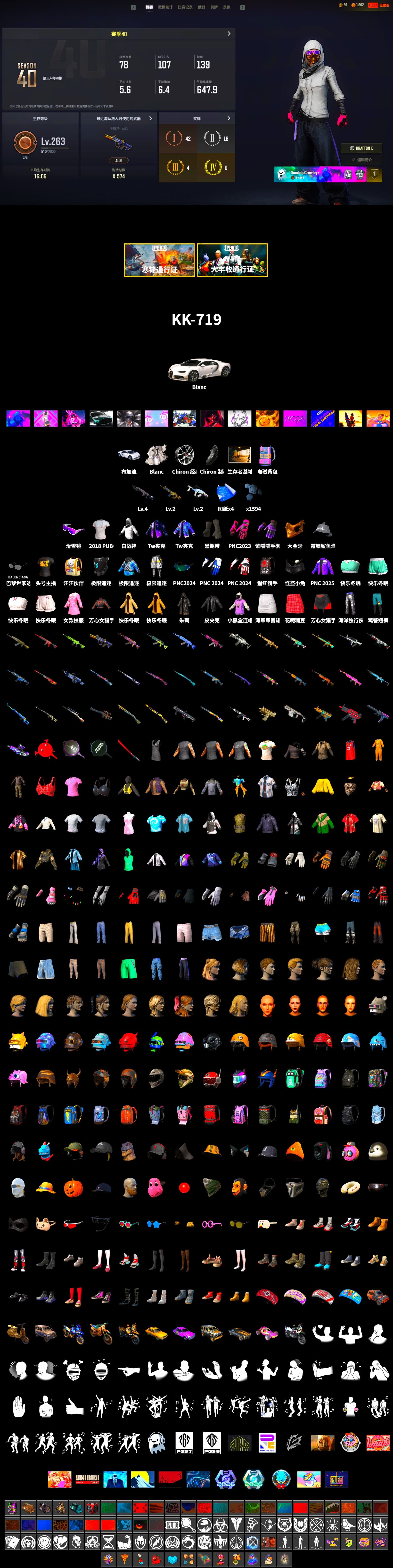 Duncan's Infiltrator Handwraps, «Chiron» Sports Car, Snow Glasses, PGC 2021 Contingent Chaos Mask, StreamerOne, 2018 PUBG ALL-STAR T-shirt (Korean), «DBX707» SUV - 2