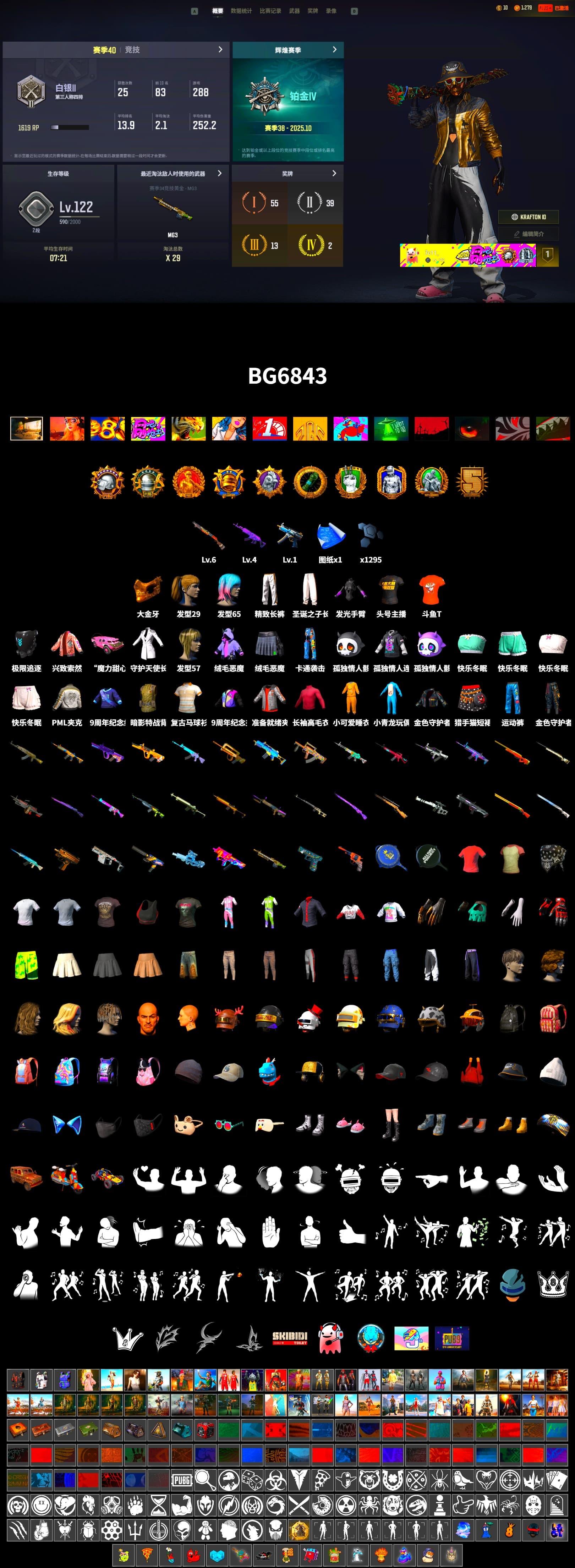 PGC 2021 Contingent Chaos Mask, Harley Quinn's Hair, PML 2019 Phase 2 Jacket, LINE FRIENDS SALLY SET, Exquisite Pants, StreamerOne, Silver Plate — Mini14, Grizz's Mask, DOUYU T-shirt - 2