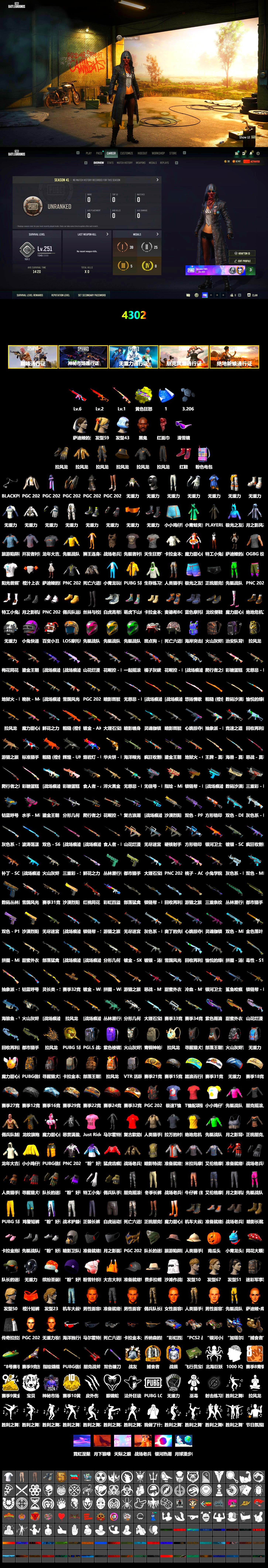 Rest in Pink — Dragunov [1], Yellow Fog of Fury — M79, Hi-top Trainers (Red), Jonathan Kamau, Snow Glasses, PLAYERUNKNOWN's Bandana, Heavy Fur Coat (Black), Jijing's Shorts, Full Autumn — M416, Bunny Academy Sailor Gloves, Shark Bite - Kar98k, Grizz's Mask - 2