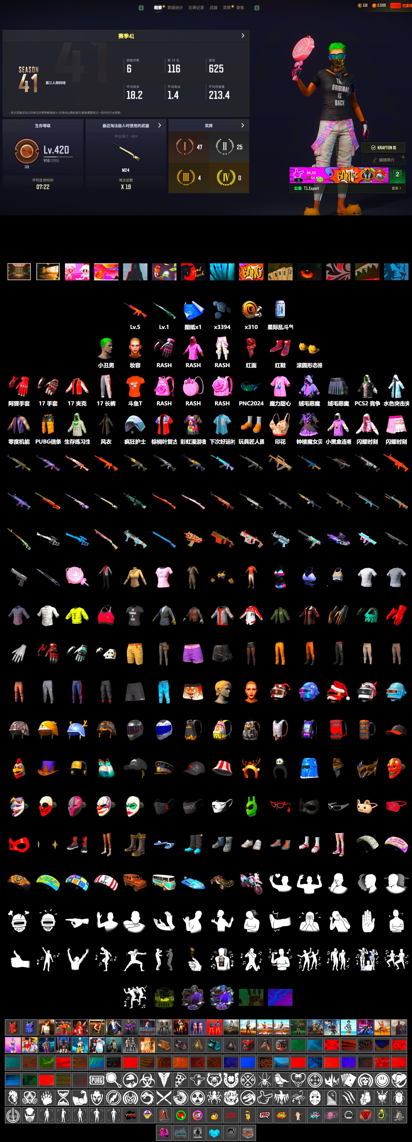 Hi-top Trainers (Red), The Joker's Hair, The Joker's Hair, PLAYERUNKNOWN's Bandana, Heavy Fur Coat (Black), Rash Beixli Xtra Tough Jacket, Rash Beixli Xtra Tough Jacket, DOUYU T-shirt - 2