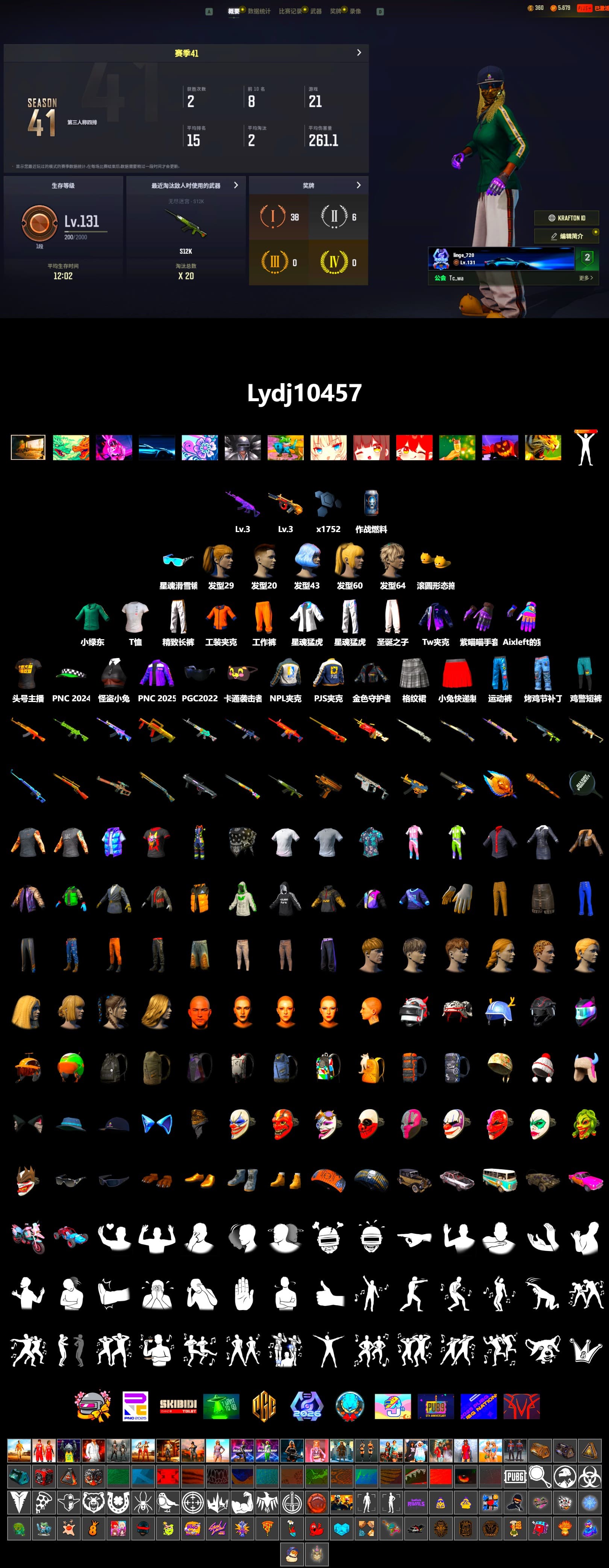 Harley Quinn's Hair, XingHun's Tiger Strike Jacket, XingHun's Tiger Strike Pants, NPL 2019 Phase 2 Jacket, PJS 2019 Phase 2 Jacket, Sideshow Bear Feet, Exquisite Pants, StreamerOne, 2018 PUBG ALL-STAR T-shirt (Korean) - 2
