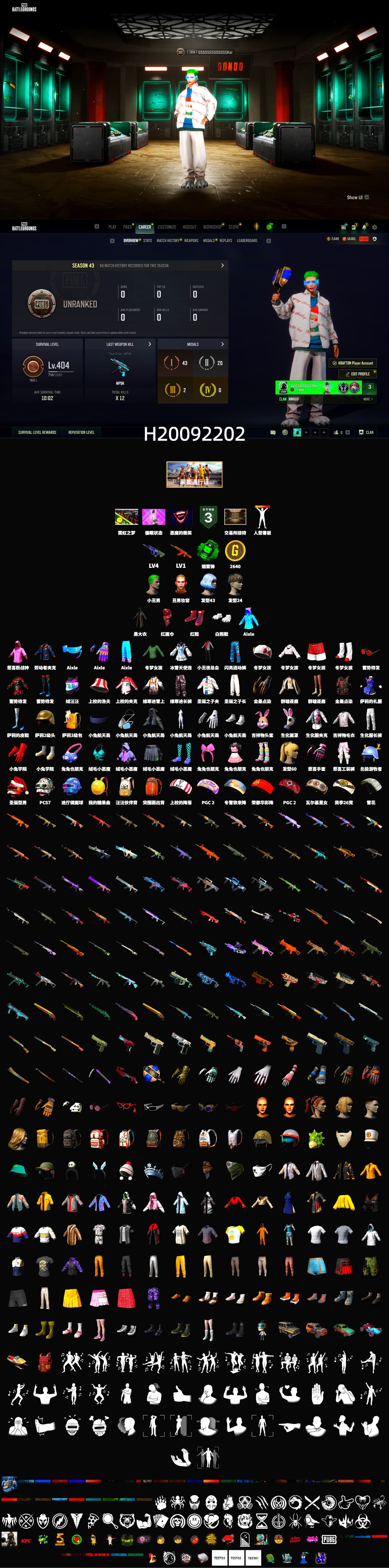 Emerald Smoke Grenade, Hi-top Trainers (Red), The Joker's Hair, The Joker's Hair, PLAYERUNKNOWN's Bandana, Heavy Fur Coat (Black), Rash Beixli Xtra Tough Jacket, Polar Bear Feet, Rash Beixli Xtra Tough Jacket - 2