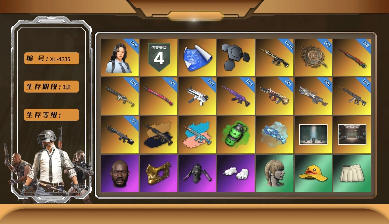 Emerald Smoke Grenade, Blue Magical Mist — M79, Chamber of Triumph, Jonathan Kamau, PGC 2021 Contingent Chaos Mask, Polar Bear Feet, Harley Quinn's Hair, Sideshow Bear Feet, Diva Glasses (White)