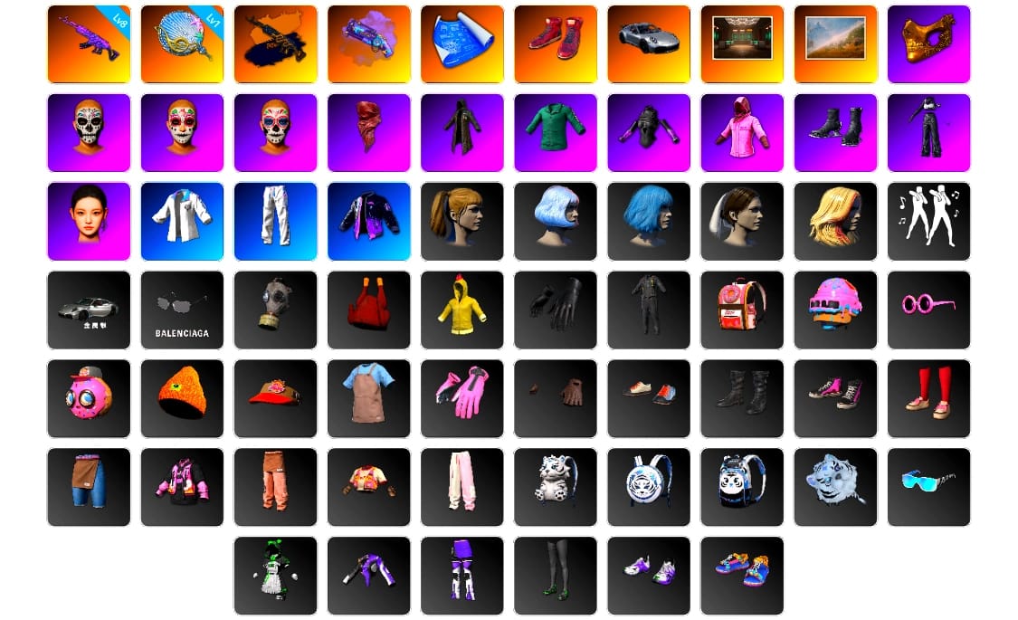 Purple Magical Mist — M79, Hi-top Trainers (Red), «911 Carrera GTS» Sports Car, PGC 2021 Contingent Chaos Mask, PLAYERUNKNOWN's Bandana, Heavy Fur Coat (Black), Rash Beixli Xtra Tough Jacket, aespa Stage, Harley Quinn's Hair, Rash Beixli Xtra Tough Jacket, aespa NINGNING, XingHun's Tiger Strike Jacket, XingHun's Tiger Strike Pants, Blue Thunder Gloves