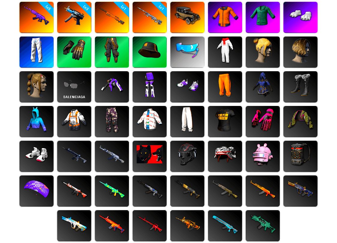 Work Jacket, Polar Bear Feet, XingHun's Tiger Strike Pants, Aixleft's Gaming Streamer Hoodie, StreamerOne, Full Autumn — M416, Blue Thunder Gloves, LINE FRIENDS SALLY SET