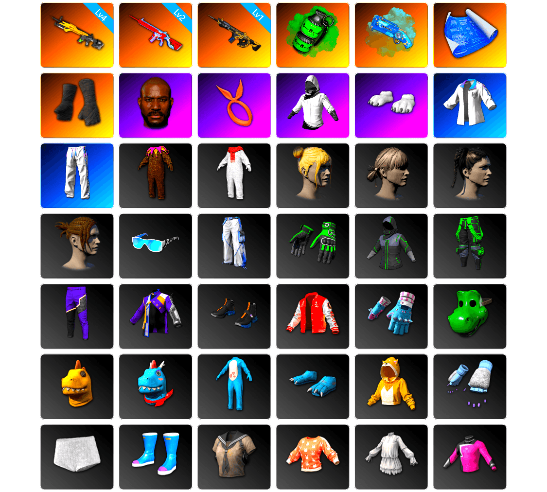 Emerald Smoke Grenade, Blue Magical Mist — M79, Duncan's Infiltrator Handwraps, Jonathan Kamau, WackyJacky101's Jacket, Polar Bear Feet, Bunny Academy Sailor Gloves, XingHun's Tiger Strike Jacket, XingHun's Tiger Strike Pants, XingHun's Tiger Strike Snow Glasses, Pigff's Tactical Striker Jacket, Grizz's Mask