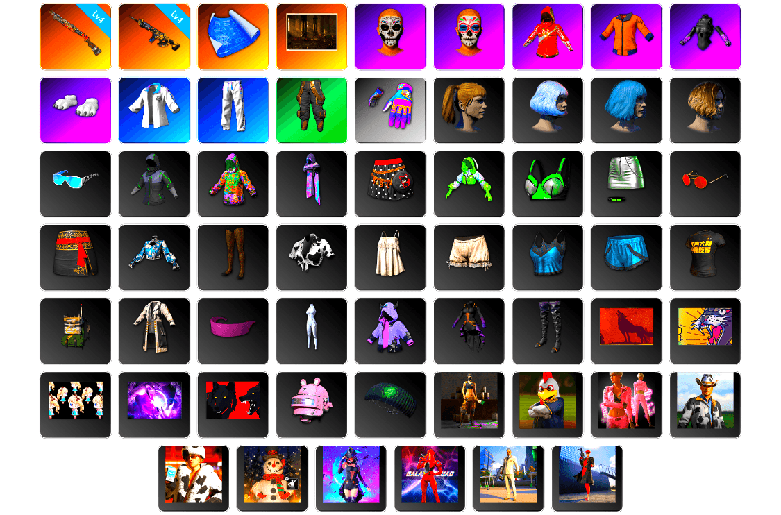 Work Jacket, Polar Bear Feet, Harley Quinn's Hair, Nostalgia, XingHun's Tiger Strike Jacket, XingHun's Tiger Strike Pants, Aixleft's Gaming Streamer Hoodie, XingHun's Tiger Strike Snow Glasses, Pigff's Tactical Striker Jacket, StreamerOne, LINE FRIENDS SALLY SET