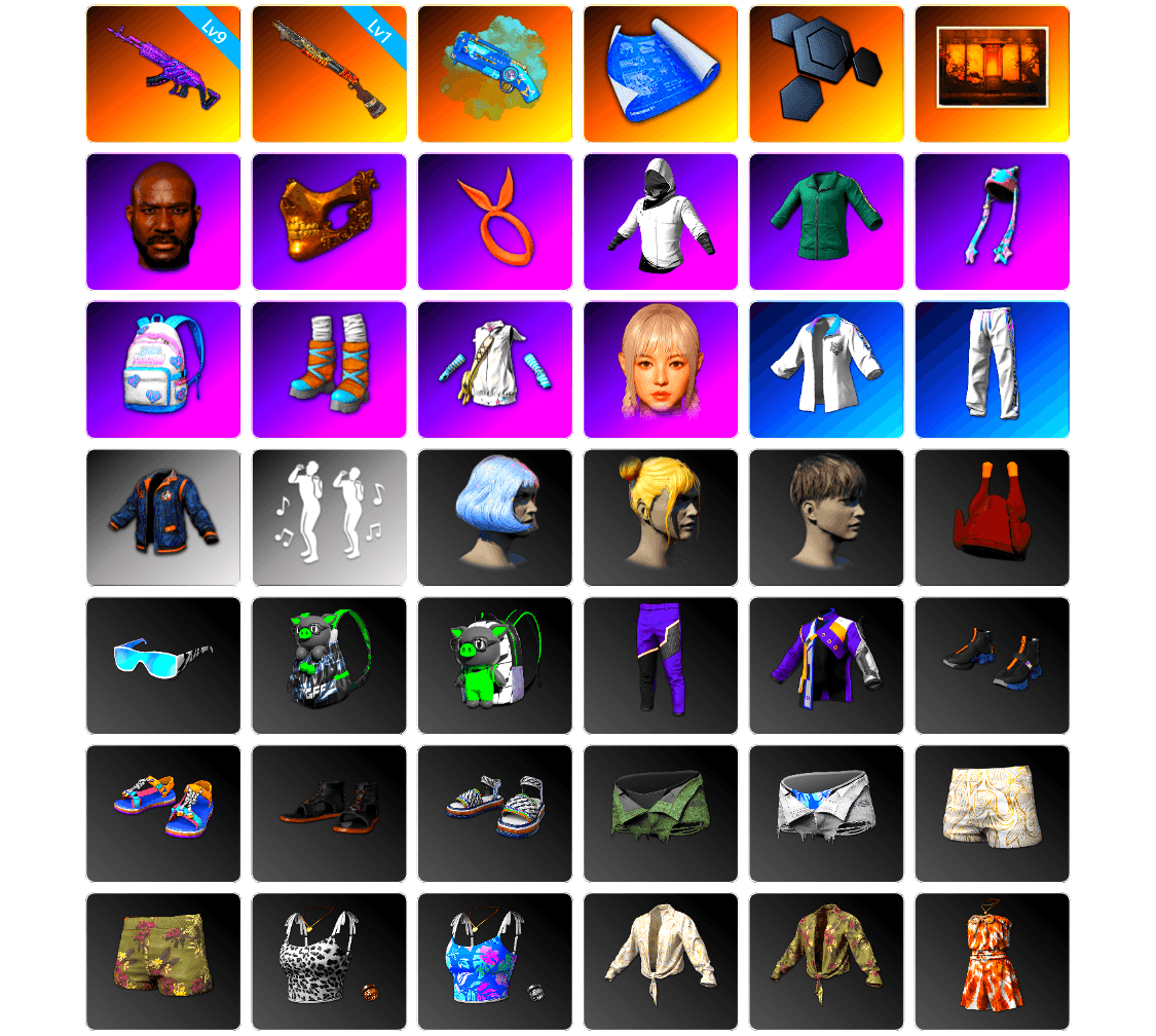 Blue Magical Mist — M79, Weapons Shrine, Jonathan Kamau, PGC 2021 Contingent Chaos Mask, WackyJacky101's Jacket, Aixleft's Gaming Streamer Hoodie, Bunny Academy Sailor Gloves, PUBG X NEWJEANS DANIELLE SET, XingHun's Tiger Strike Jacket, XingHun's Tiger Strike Pants, XingHun's Tiger Strike Snow Glasses, XiongDi Hoodie, Jijing's Shorts, Parachute, Blue Thunder Gloves, Headset Bucket Hat, Grizz's Mask, GLL Grand Slam Sweatshirt, JiBaoBa, DOUYU T-shirt, LINE FRIENDS SALLY SET
