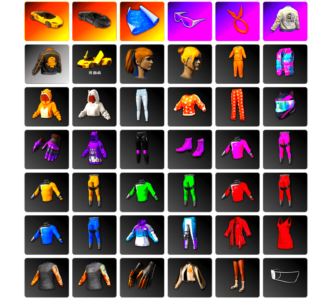 Snow Glasses, Harley Quinn's Hair, Bunny Academy Sailor Gloves, Rash Beixli Xtra Tough Jacket, PEL 2019 Phase 2 Jacket, PKL 2019 Phase 2 Jacket, Full Autumn — M416, Grizz's Mask