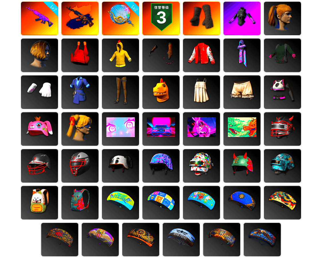 Duncan's Infiltrator Handwraps, Harley Quinn's Hair, Bunny Academy Sailor Gloves, Grizz's Mask