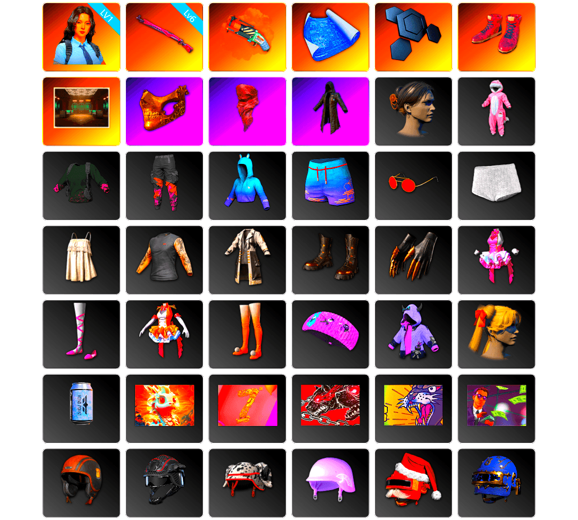 Orange Fog of Fury — M79, Hi-top Trainers (Red), Secret Showroom, PGC 2021 Contingent Chaos Mask, PLAYERUNKNOWN's Bandana, Heavy Fur Coat (Black), Parachute, Grizz's Mask