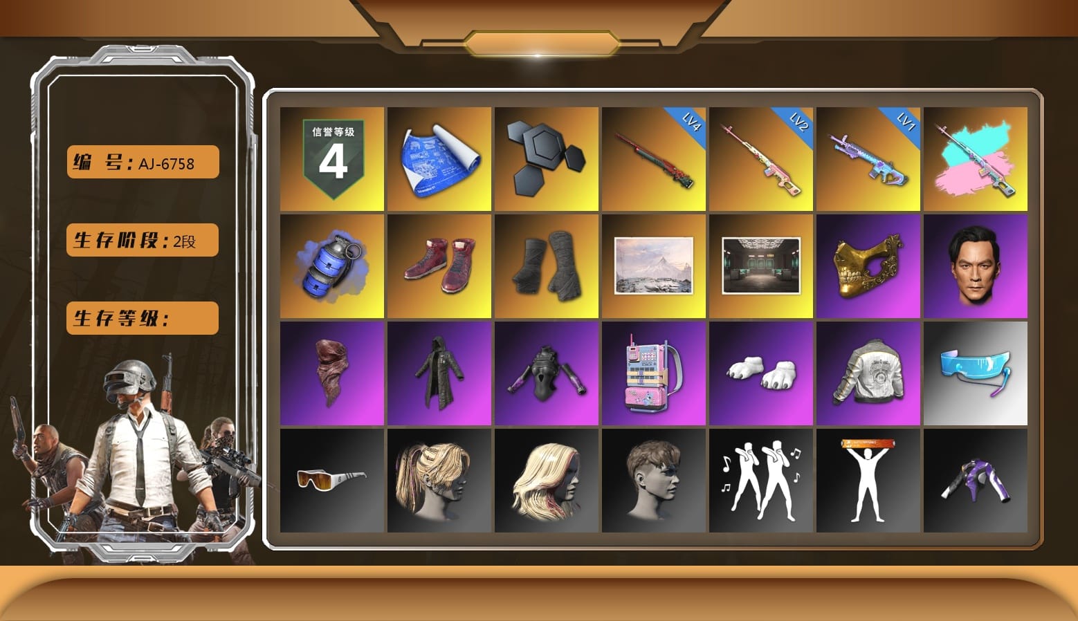 Rest in Pink — Dragunov [2], Blue Smoke Grenade, Hi-top Trainers (Red), Duncan's Infiltrator Handwraps, Winter Hideout, Secret Showroom, PGC 2021 Contingent Chaos Mask, PLAYERUNKNOWN's Bandana, Heavy Fur Coat (Black), Polar Bear Feet, Bunny Academy Sailor Gloves, PML 2019 Phase 2 Jacket, Aixleft's Gaming Streamer Hoodie, StreamerOne, Grizz's Mask, MET Asia Series Bomber Jacket, Parachute