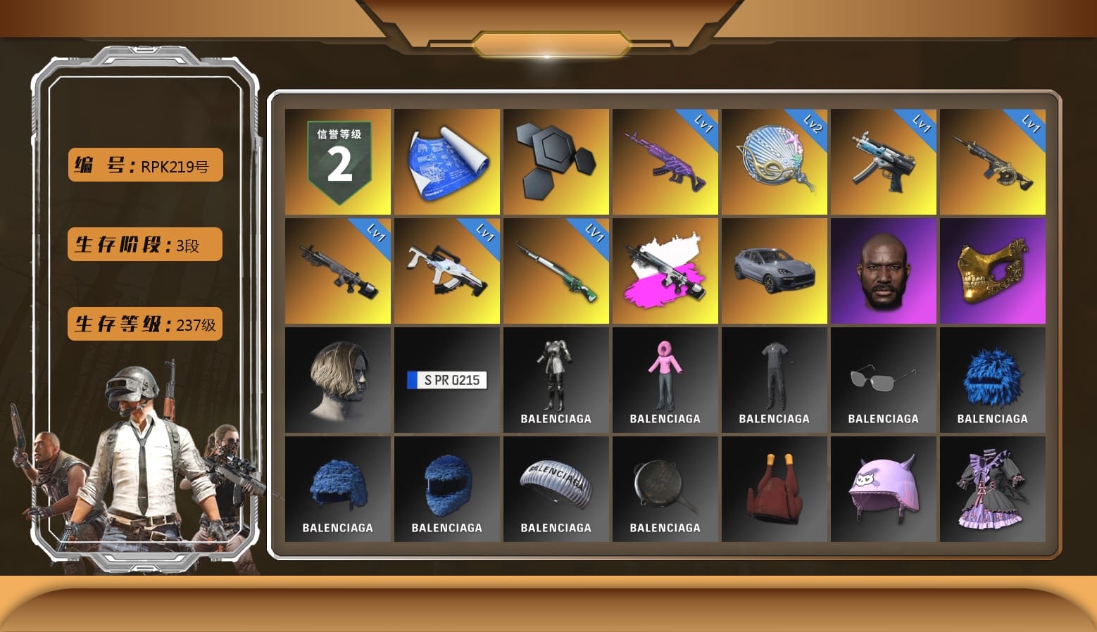 «Cayenne Turbo GT» SUV, Jonathan Kamau, PGC 2021 Contingent Chaos Mask, Grizz's Mask, «Chiron» Sports Car