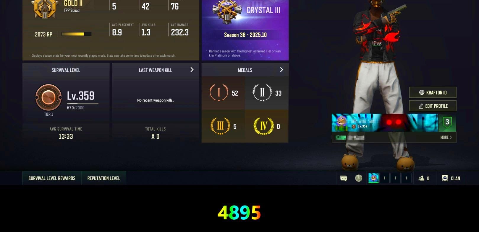 Snow Glasses, PGC 2021 Contingent Chaos Mask, XingHun's Tiger Strike Jacket, XingHun's Tiger Strike Pants, PKL 2019 Phase 2 Jacket, Aixleft's Gaming Streamer Hoodie, LINE FRIENDS SALLY SET, XingHun's Tiger Strike Snow Glasses, StreamerOne, Grizz's Mask