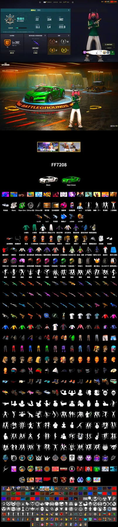Magenta Smoke Grenade, «Chiron» Sports Car, Showroom, Jonathan Kamau, Demon Biker Horns, Polar Bear Feet, Harley Quinn's Hair, Training Jacket (Green), Full Autumn — M416, Blue Thunder Gloves, Grizz's Mask, Parachute - 2